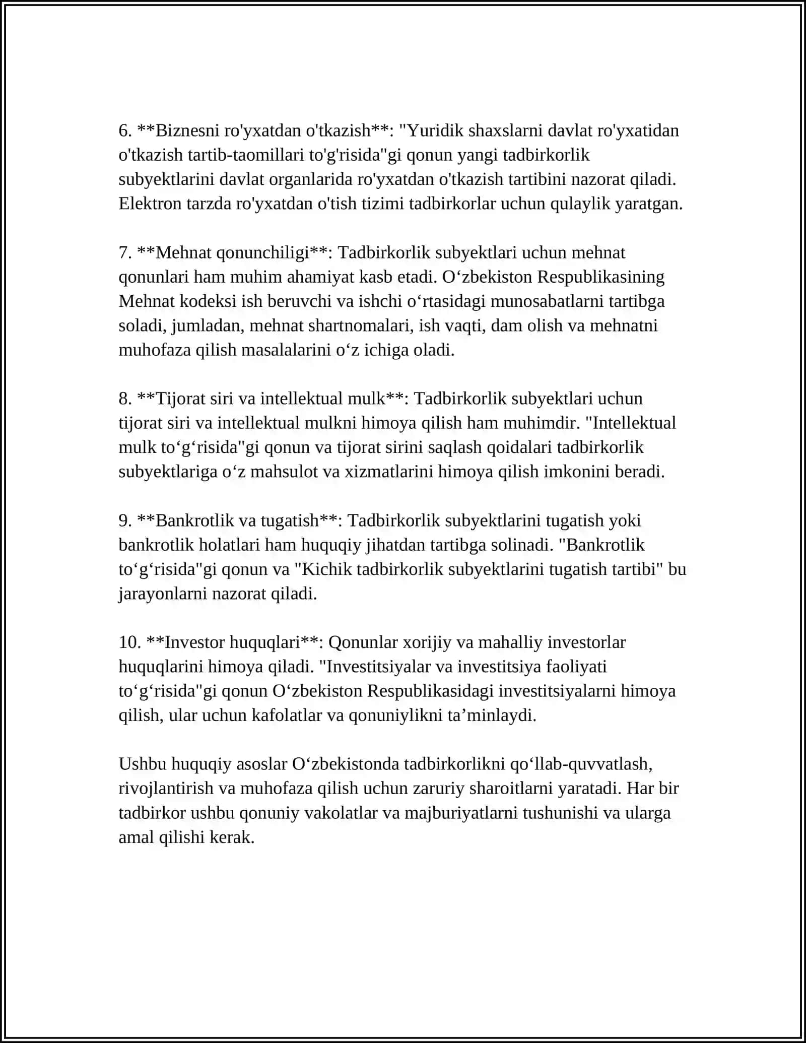 YUK VA TIJORAT ISHLARINI TASHKIL ETISH VA UNING HUQUQIY ASOSLARI 4