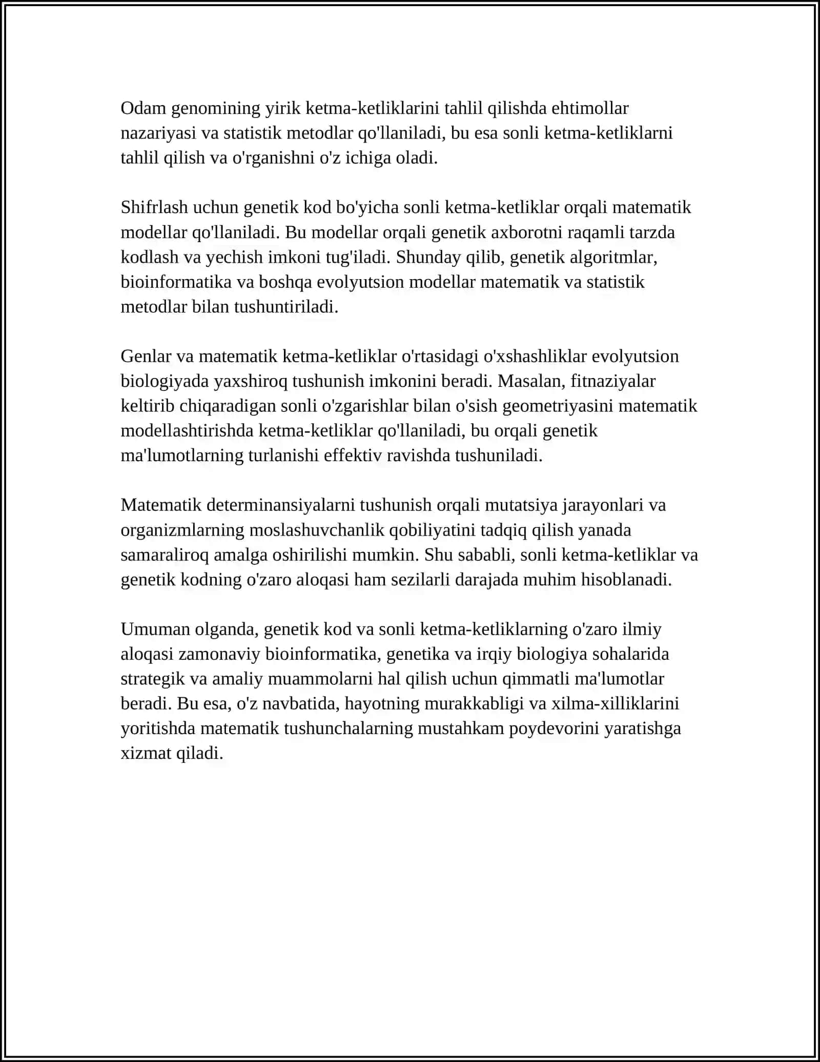 GENETIKADA SONLI KETMA-KETLIKLARNING TATBIQLARI 4