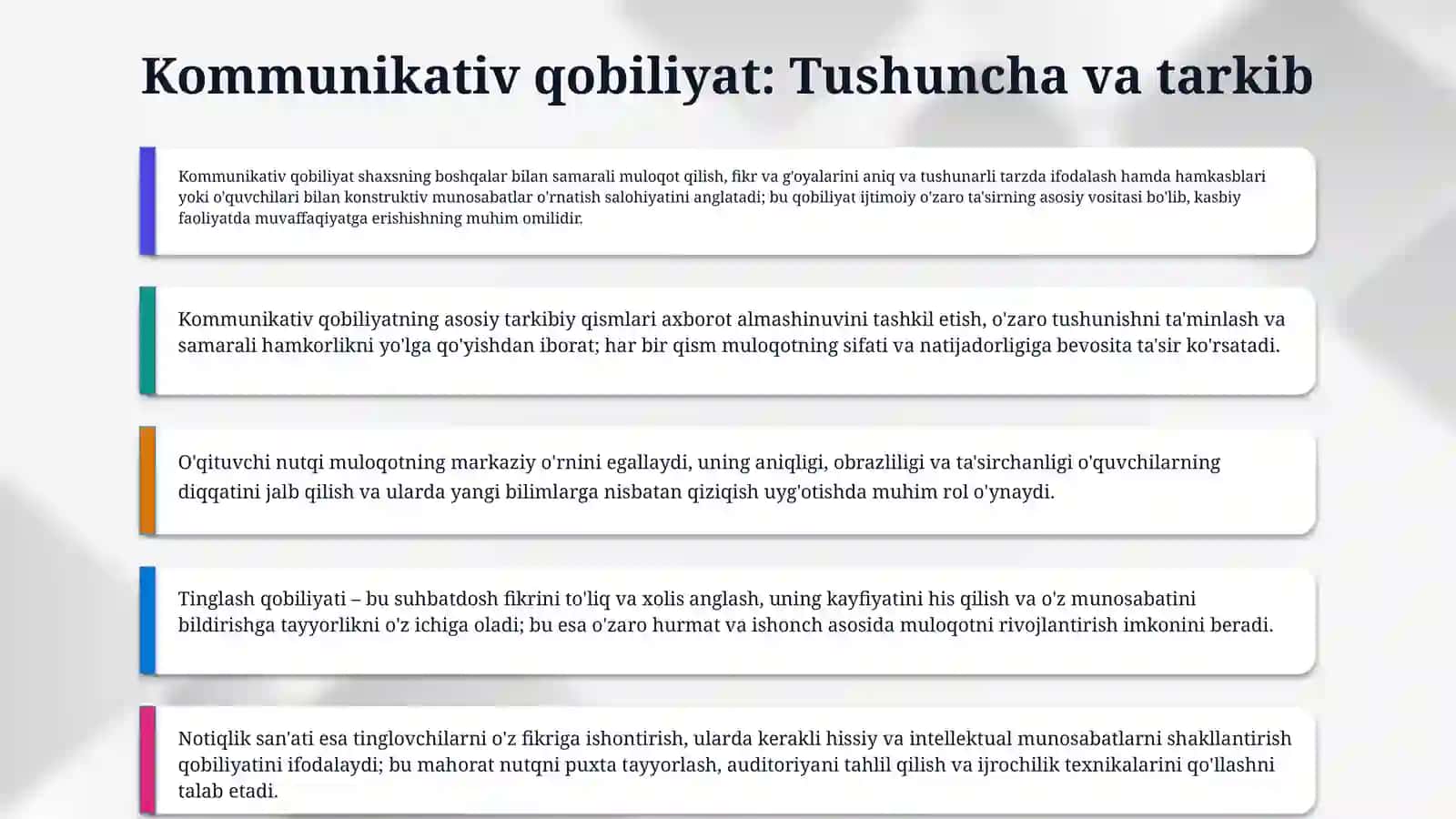 Kommunikativ qobiliyat va pedagogik ta'sir koʻrsatish. 4