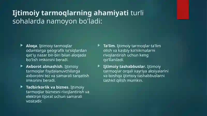 Ijtimoiy tarmoqlar (facebook, Instagram, WhatsApp, WeChat va telegram)da ishlash. 4