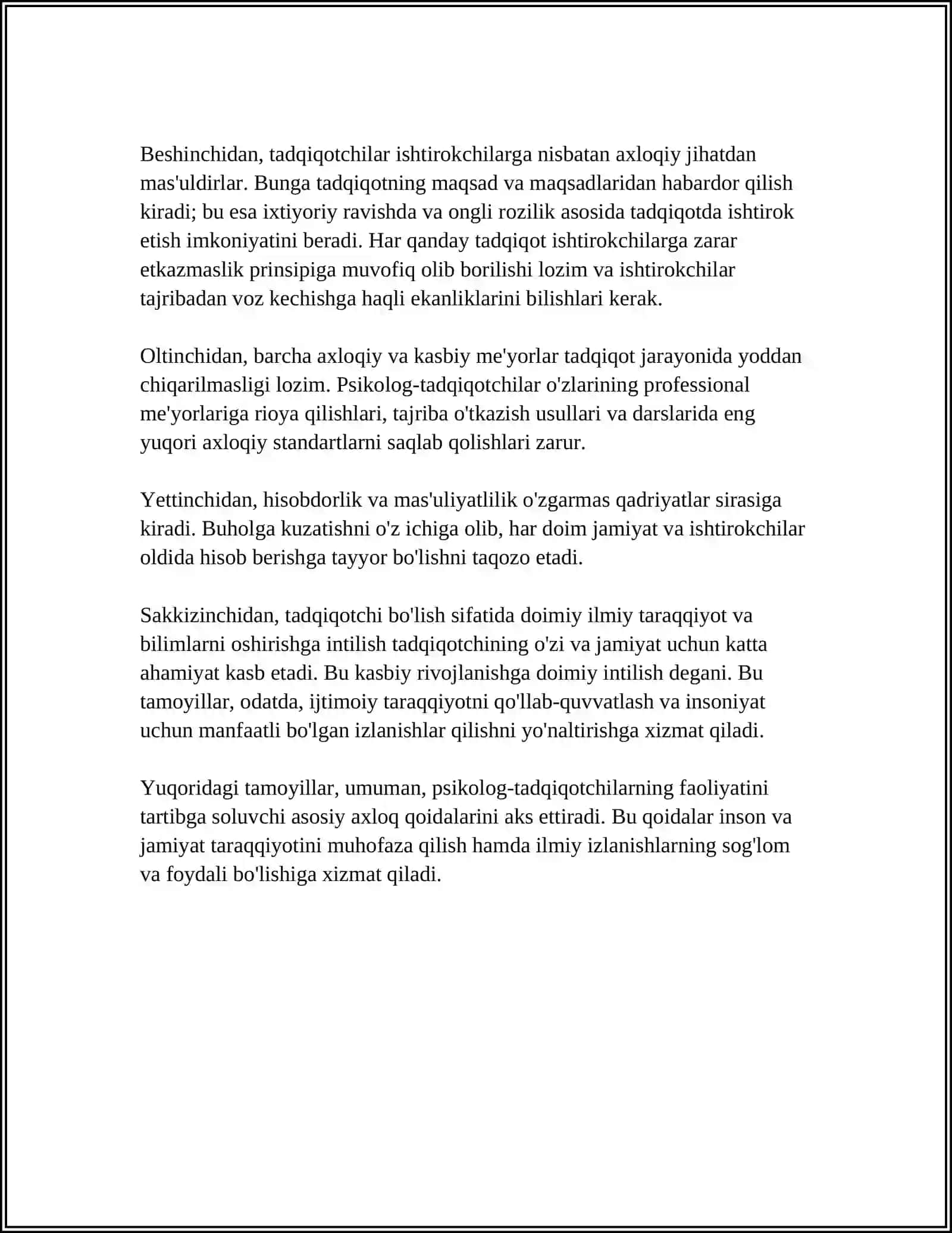 PSIXOLOG TADQIQOTCHINING AXLOQ KODEKSI 4