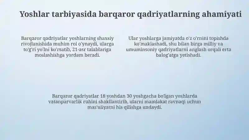 Yoshlar tarbiyasida barqaror qadriyatlarning ahamiyati 4