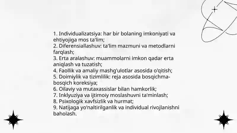 Korreksion pedagogika asoslari, inkuliziv ta'lim 4