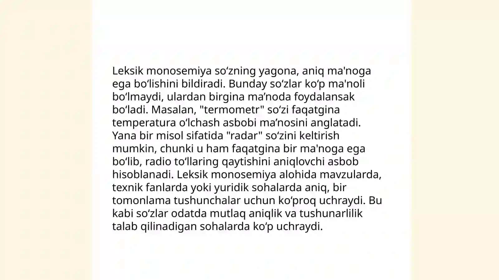 Leksik monosemiya va polisemiya. Polisemiyaning omonimiyadan farqlanishi 4