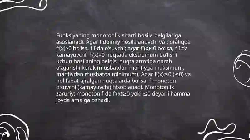 Funksiyalarning monotonlik sharti 4