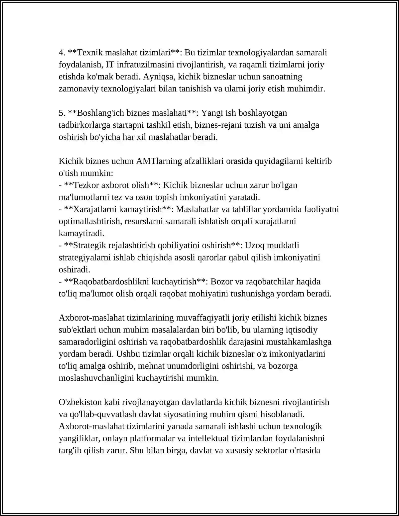 KICHIK BIZNESNI QO‘LLAB-QUVVATLOVCHI AXBOROT-MASLAHAT TIZIMLARI 4