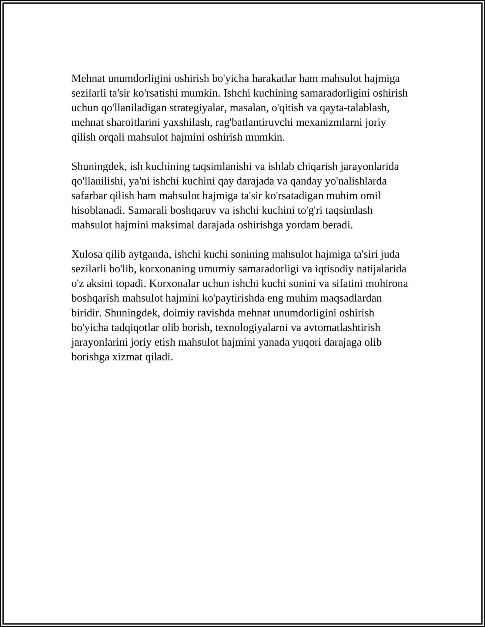 MAHSULOT HACHMIGA MEHNAT OMILLARINING TA'SIRINI TAHLILI 4