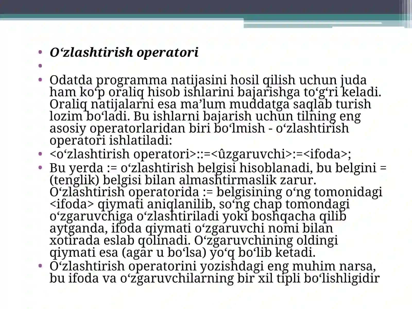 PASKAL TILINING OPERATORLARI 4