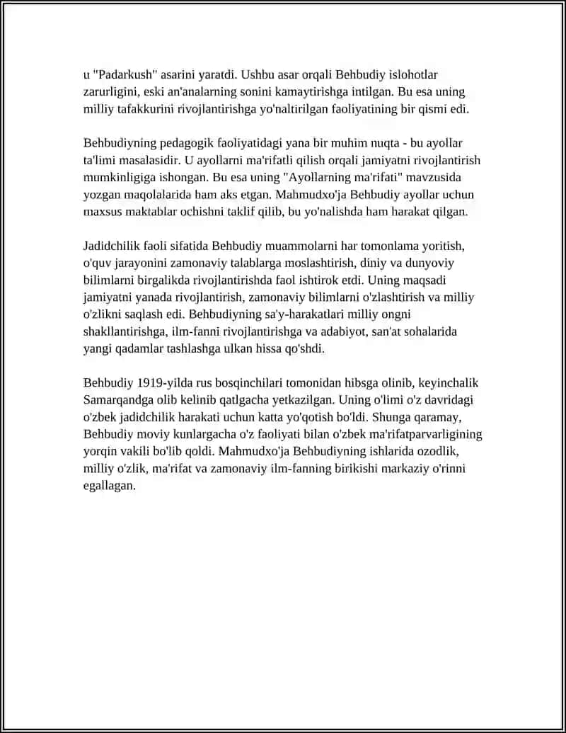 MAHMUD XÔJA BEHBUDIY MA'RIFIY -PEDAGOGIK FAOLIYATI 4