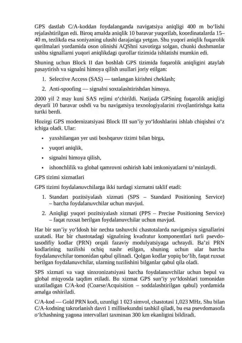 GPS sistemasi va uning arentirlashdagi ahamyati 4