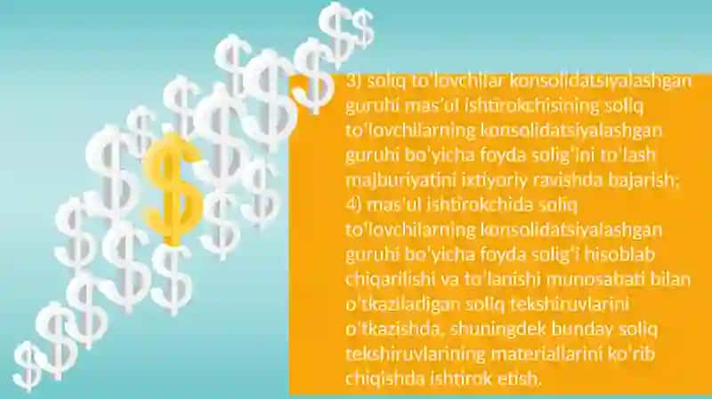 Soliq to‘lovchilar konsolidatsiyalashgan guruhi ishtirokchilarining huquq va majburiyatlari 4