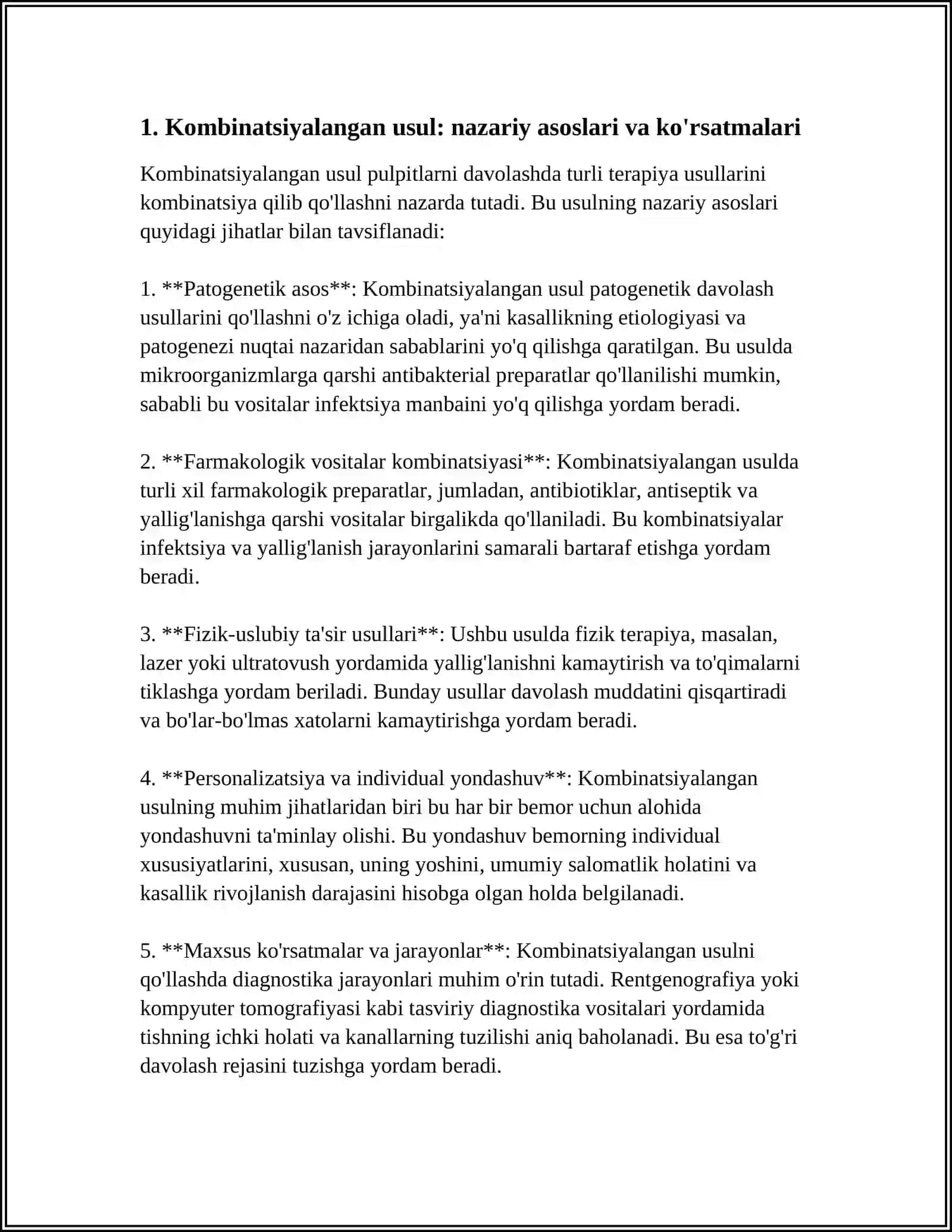 PULPITLARNI KOMBINATSIYALANGAN USUL BILAN DAVOLASH VA YUZAGA KELUVCHI HATO VA ASORATLAR 4