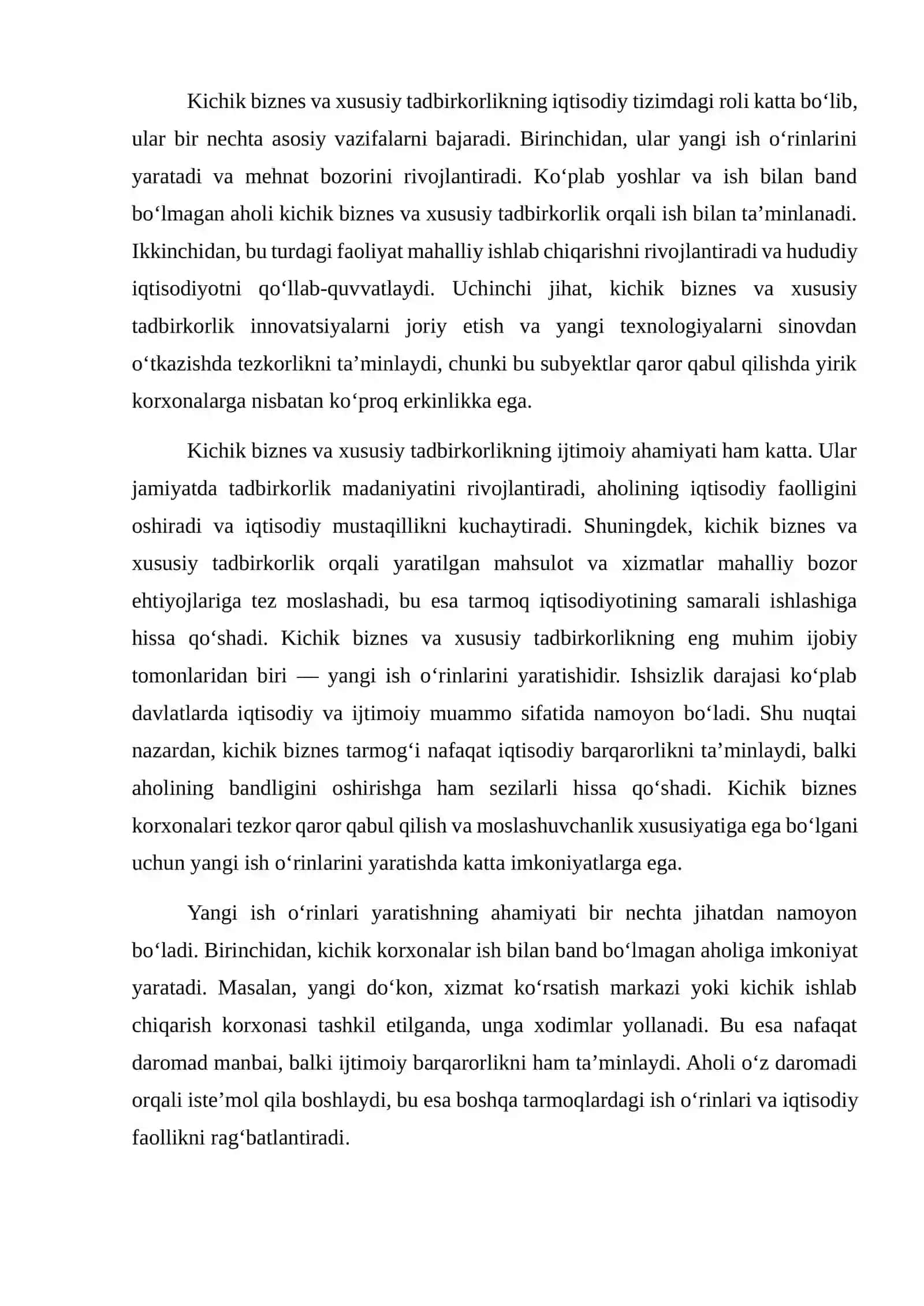 KICHIK BIZNES VA XUSUSIY TADBIRKORLIKNING TARMOQ RIVOJLANISHIGA TASIRI 4