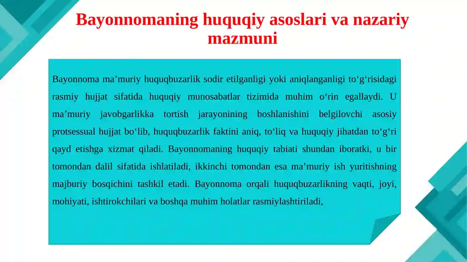 Ma’muriy huquqbuzarlik to’g’risidagi bayonnoma 4