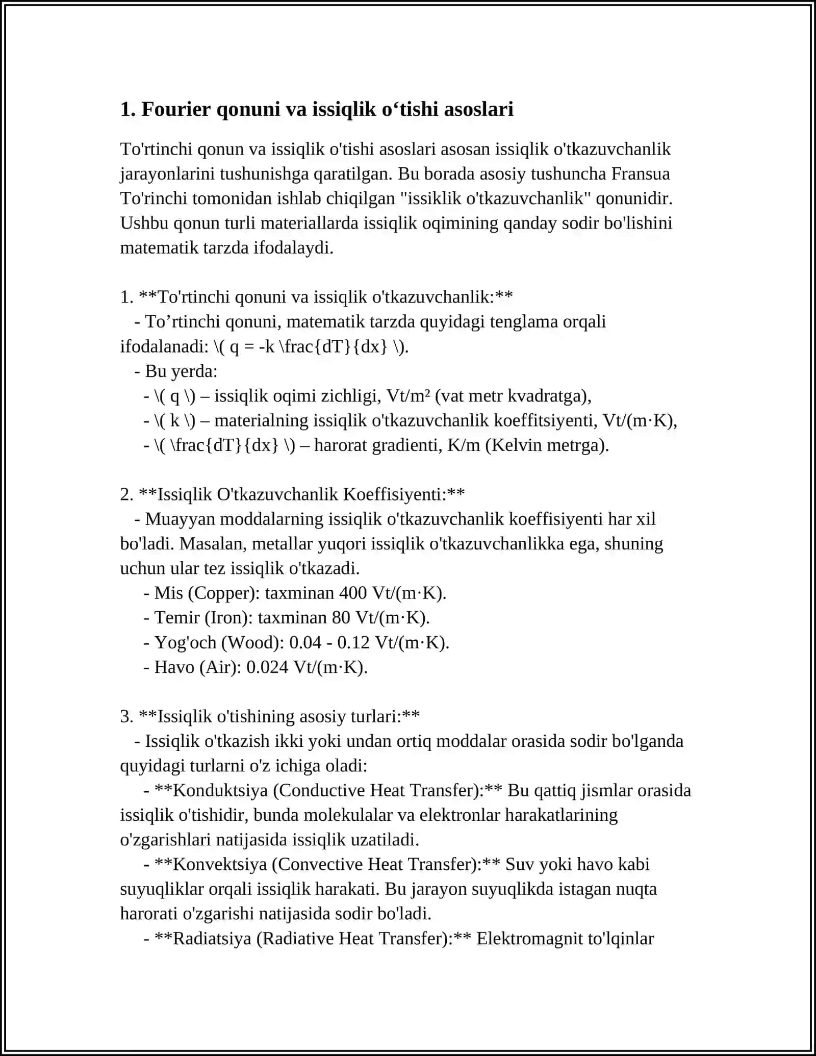 ISSIQLIK ALMA HINUVIDA DIFFERENSIAL HISOB 4