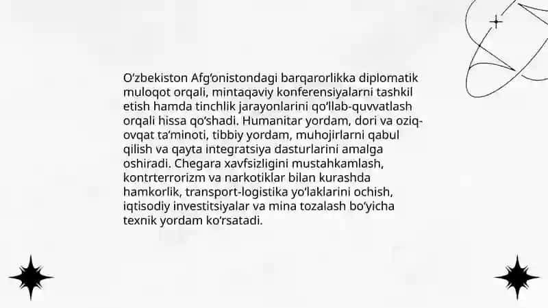 O‘zbekistonning Markaziy Osiyoda tinchlik va barqarorlikni ta’minlashdagi o‘rni 4