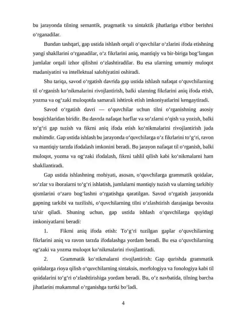 Boshlang’ich sinfda gap ustida ishlashdagi izchillik 4