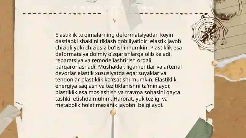 Biologik toqimalarning mexanik xossalari va fiziologik ahamiyati 4