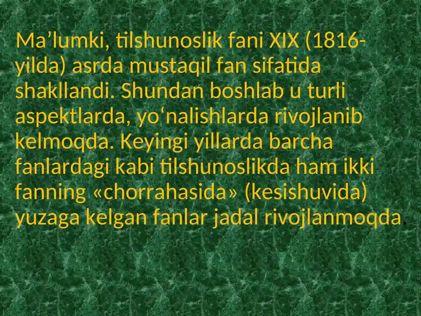 Kompyuter lingvistikasi fanining taqdimoti 4