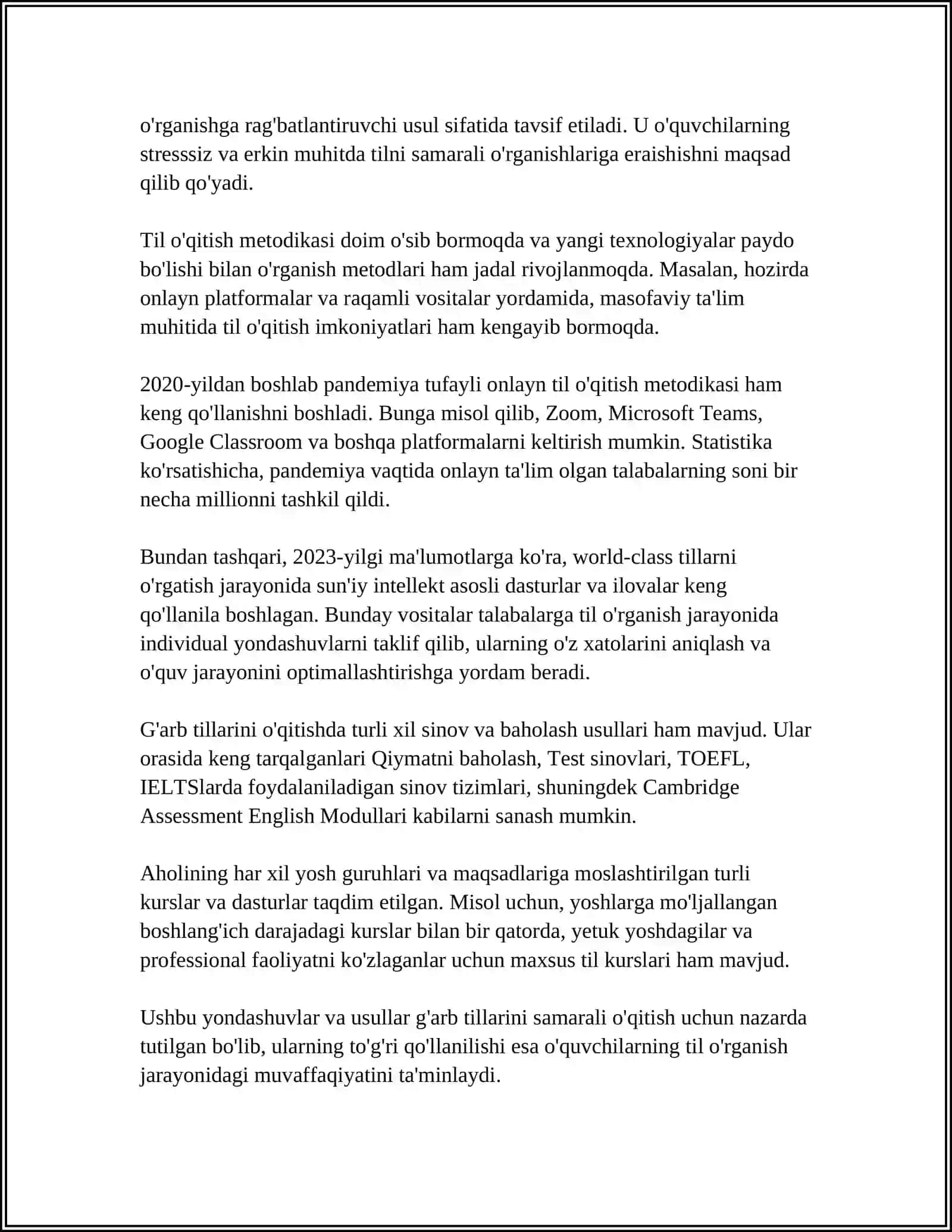 G'arb tillarining o'qitish metodikasi 4