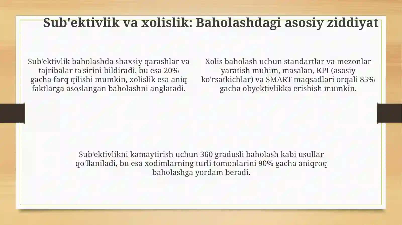 Inson resurslarini boshqarish jarayonida ish faoliyatining sifati va miqdorini baholash muammolari 4