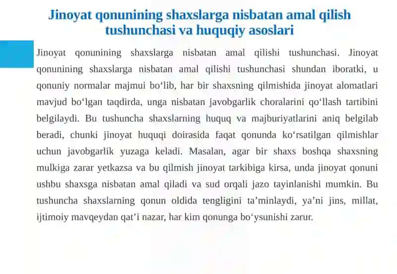 Jinoyat qonunining shaxslarga nisbatan amal qilishi 4
