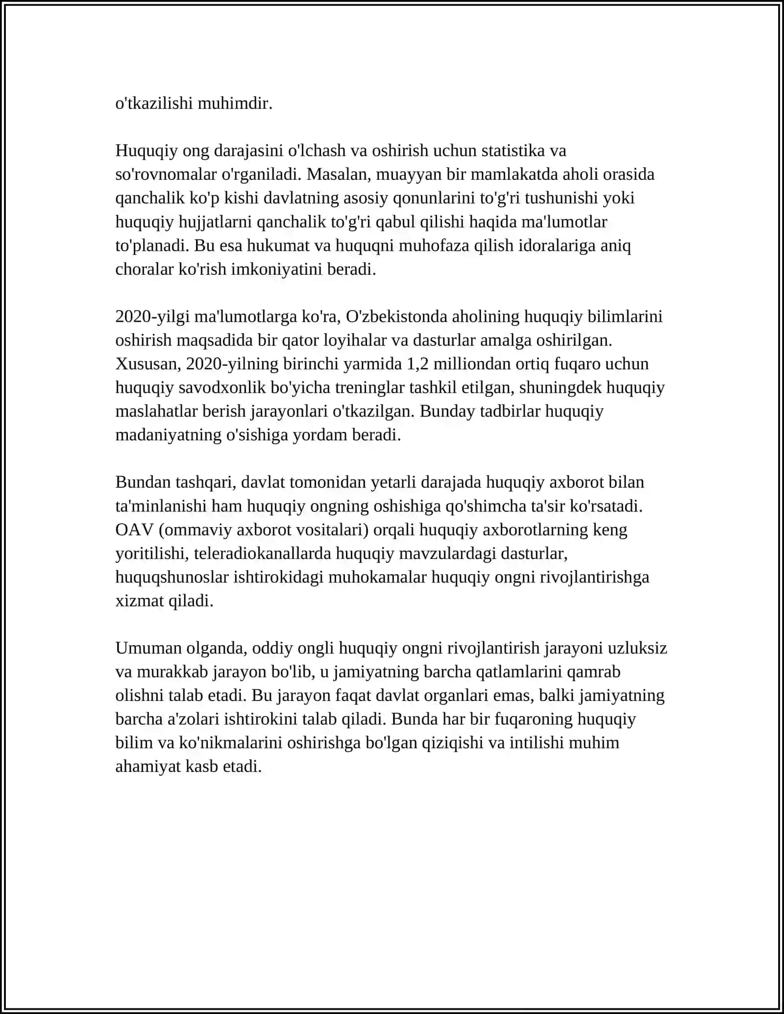ODDIY,ONGLI,HUQUQIY TIZM MAVZUSIDA MUSTAQIL ISH 4