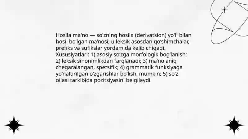 Leksik ma’no va hosila ma’no, ularning farqlanishi 4