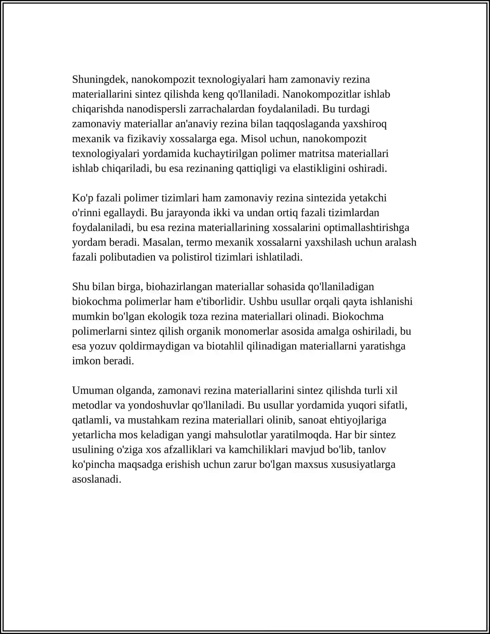 ZAMONAVIY REZINA MATERIALLARINI OLISH USULLARI VA ULARNI XUSUSIYATLARI 4