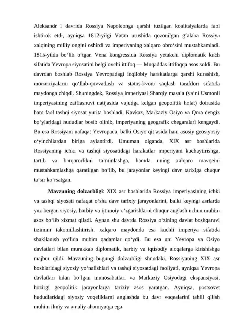 XIX asr Rossiyaning ichki va tashqi siyosati 4