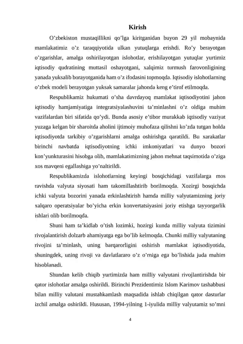 O'zbekistonda milliy valyutaning muomalaga kiritilishi va uning mamlakat iqtisodiyotiga ta'siri 4