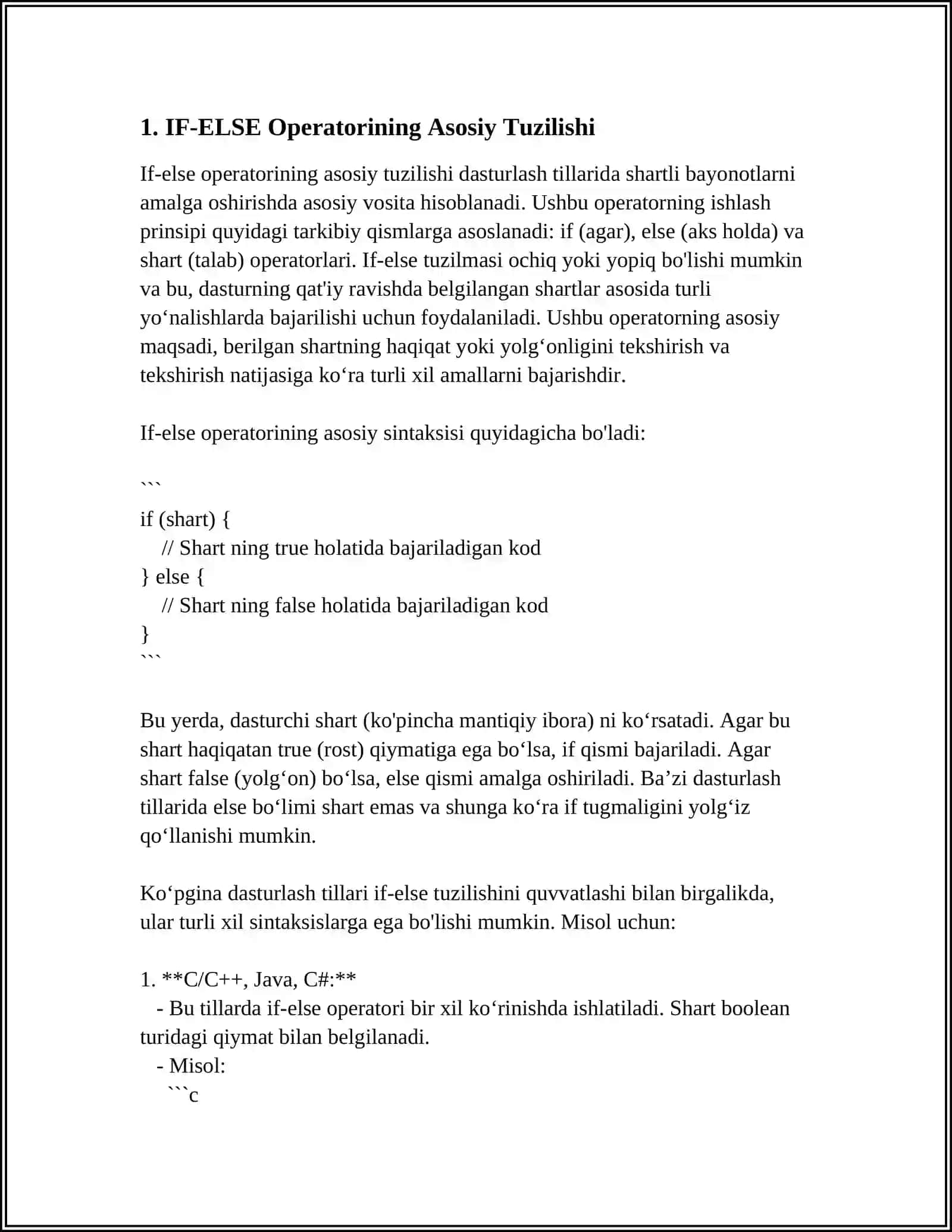 PYTHONDA IF-ELSE OPERATORI. BIR NECHA SHARTLARNI TEKSHIRISH 4