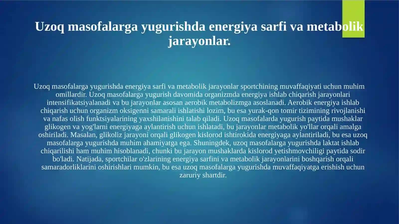 O'rta va uzoq masofalarga yugurishda jismoniy va funksional tayyorgarliklarini o'rni 4