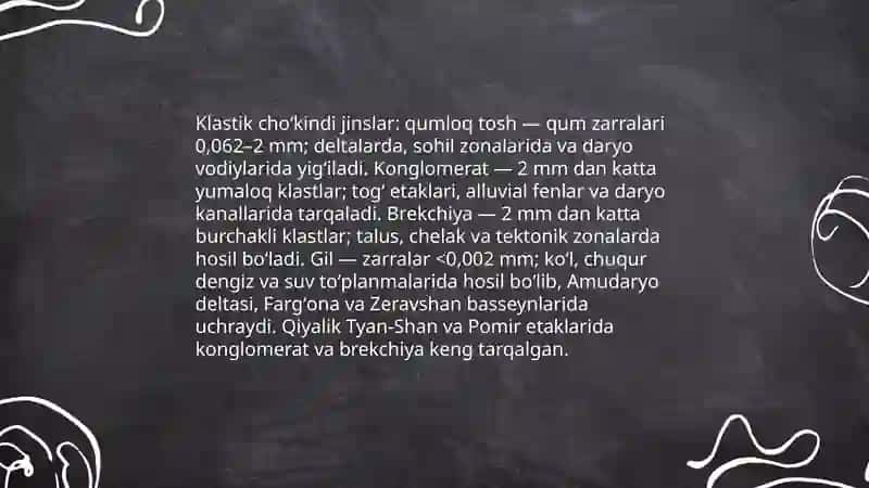 Choʻkindi togʻ jinslari va ularning geografik tarqalishi 4