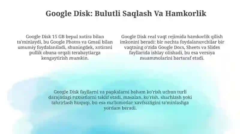 Google Ilovalari va Google Disk Asoslari 4