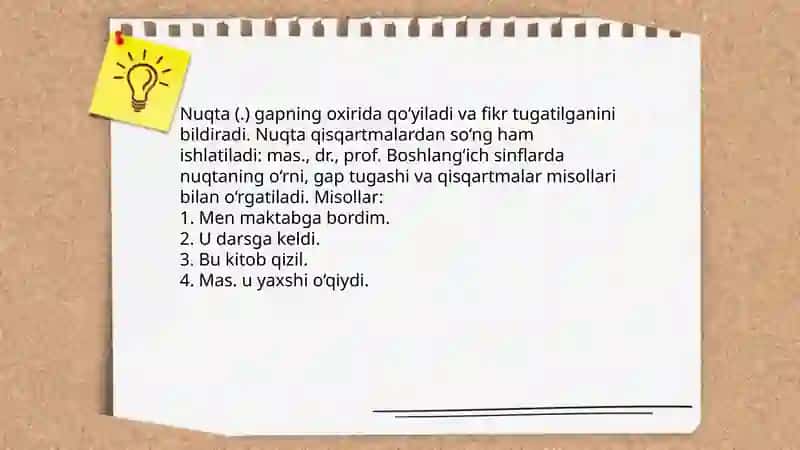 Boshlanğich sinflarda tinish belgilarini õrganish 4