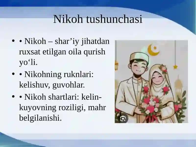 Oila, Nikoh, Taloq, Idda, Zihor Tushunchalari 4