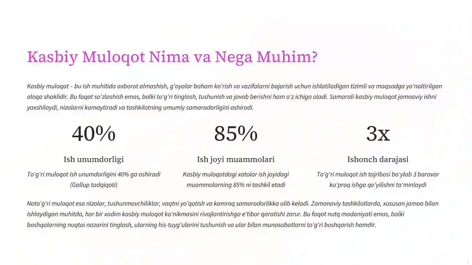 Kasbiy Muloqot va Taqdidlar 4