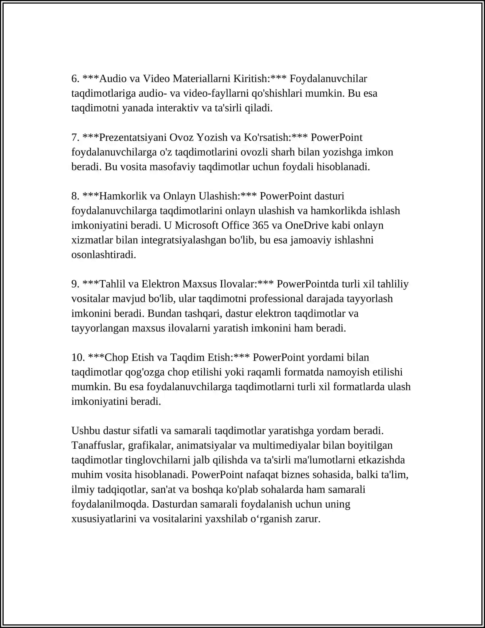 MICROSOFT POWERPOINT TAQDIMOT MUHARRIRI VA UNING INTERFEYSI 4