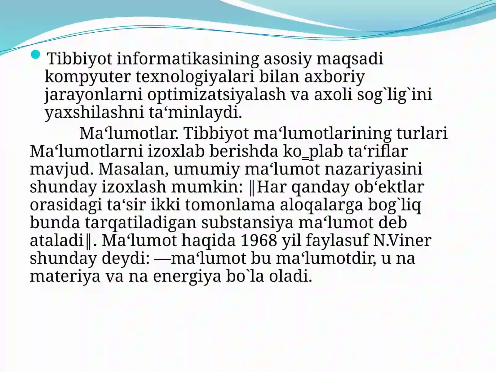Tibbiyot masalarini yechishda axborot-kommunikatsiya texnologiyalari 4