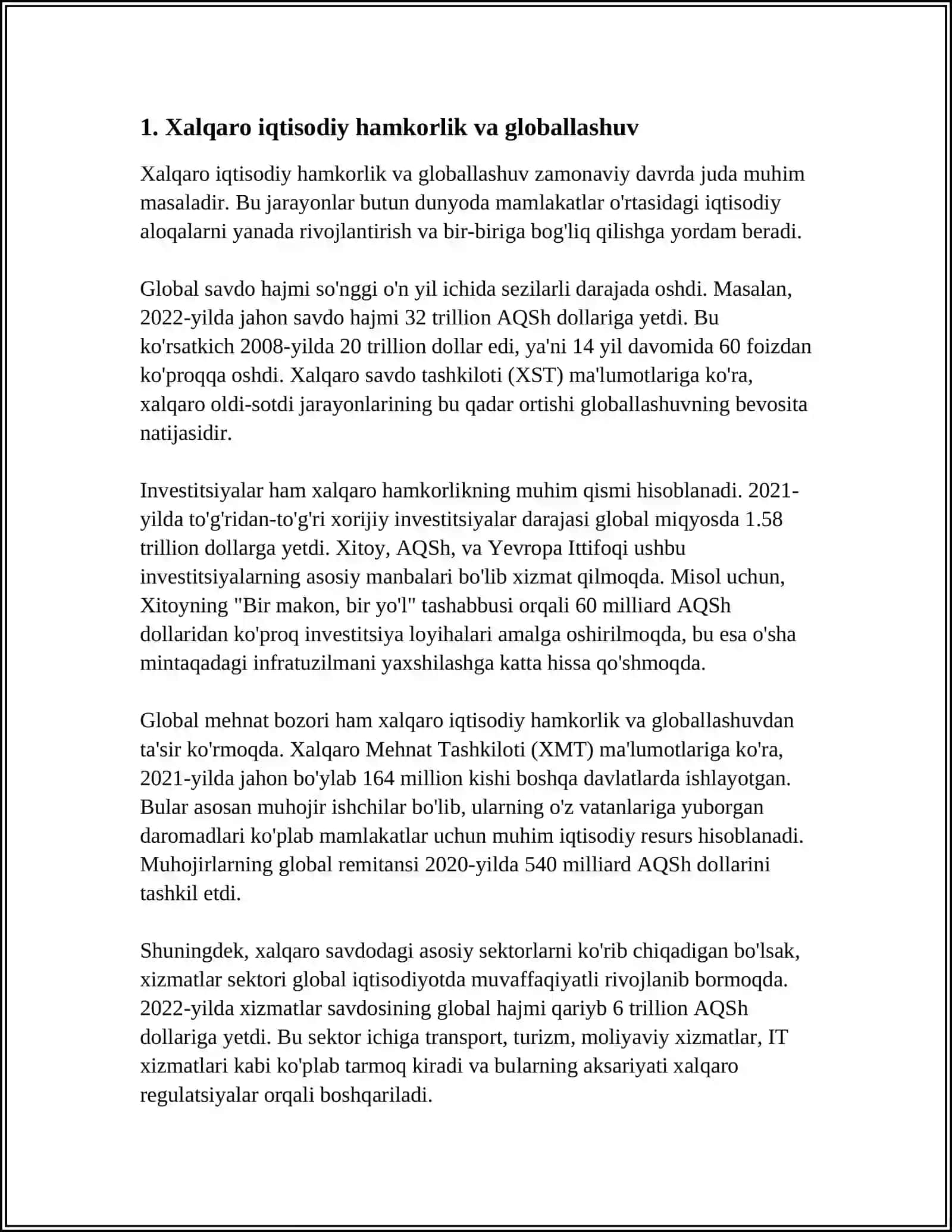 O‘ZBEKISTON RESPUBLIKASI OLIY TA’LIM FAN VA INNOVATSIYA VAZIRLIGI TOSHKENT TO'QIMACHILIK VA YENGIL SANOAT INSTETUTI REFERAT 4