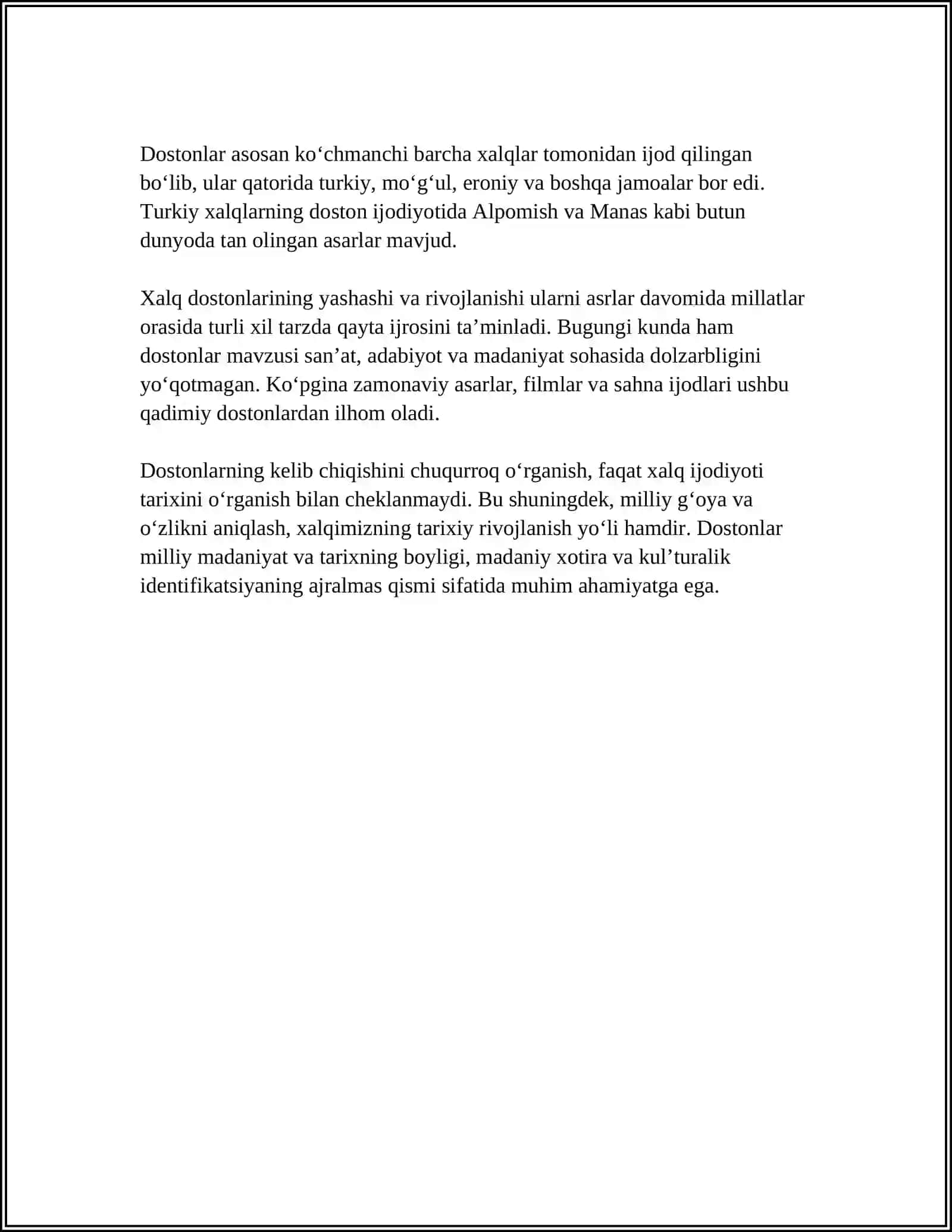 XALQ DOSTONLARINING VARIANTALARI HAQIDA REFERAT 4
