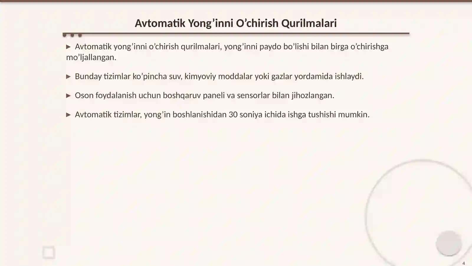 Avtomatik Yong’inni O’chirish Qurilmalari va Signalizatsiyalari 4