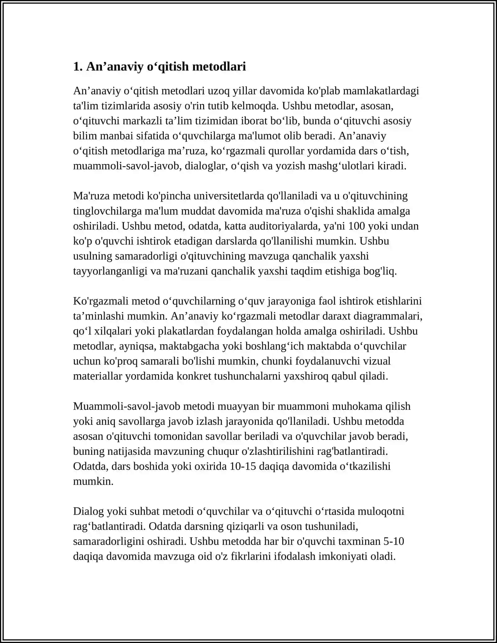 Anʼanaviy oʻqitish metodlari 4