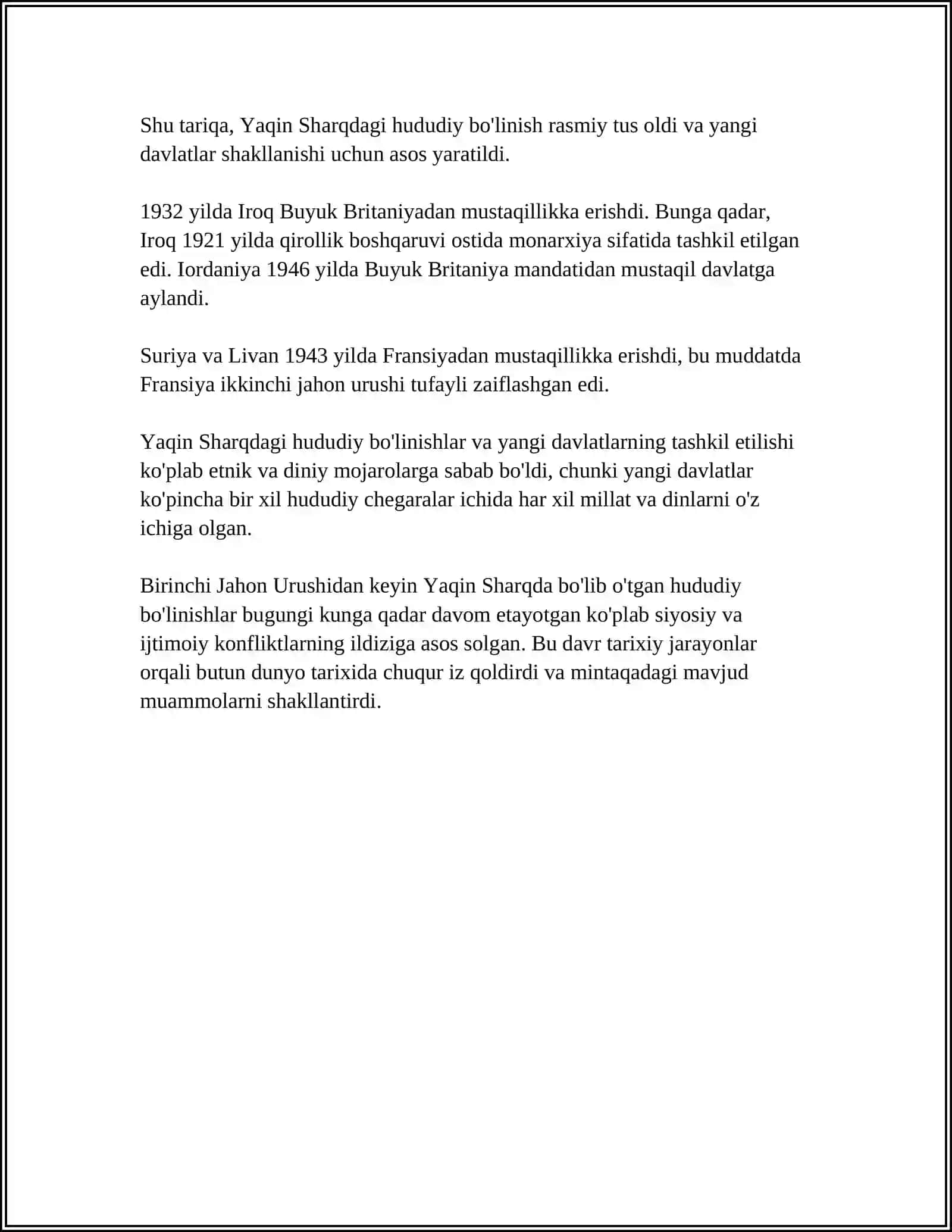 BIRINCHI JAHON URUSHIDAN KEYIN YAQIN SHARQ MAMLAKATLARI 4