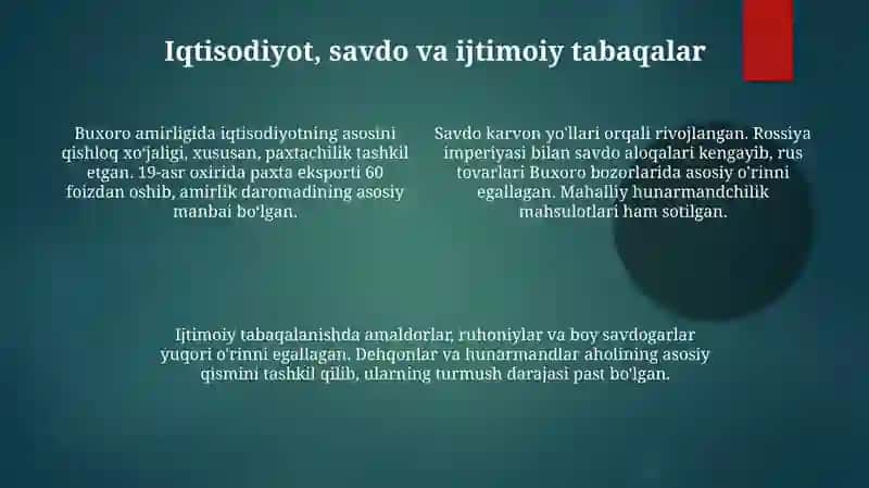 Buxoro amirligi: Rossiya imperiyasi ta'siri ostida 4