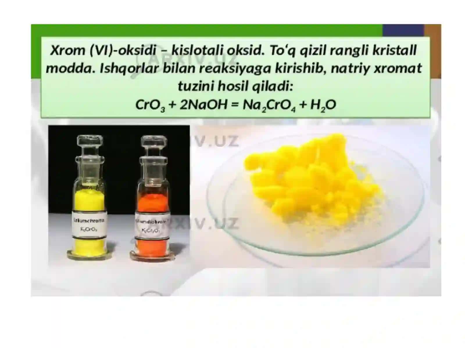 Xrom oksidlari, gidroksidlari, kislotalari 4