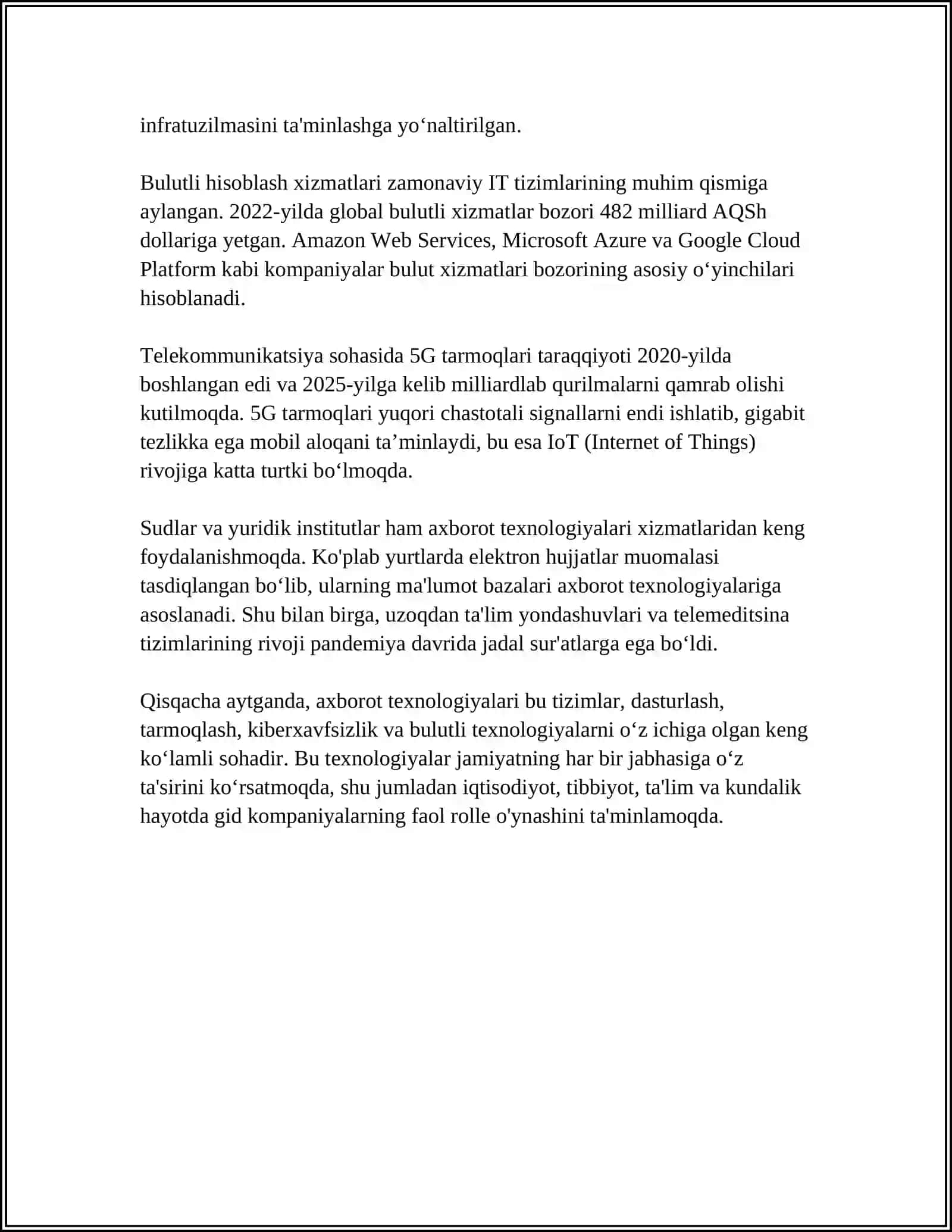 AXBOROT TEXNOLOGIYASINING INTEGRATSIYASI 4