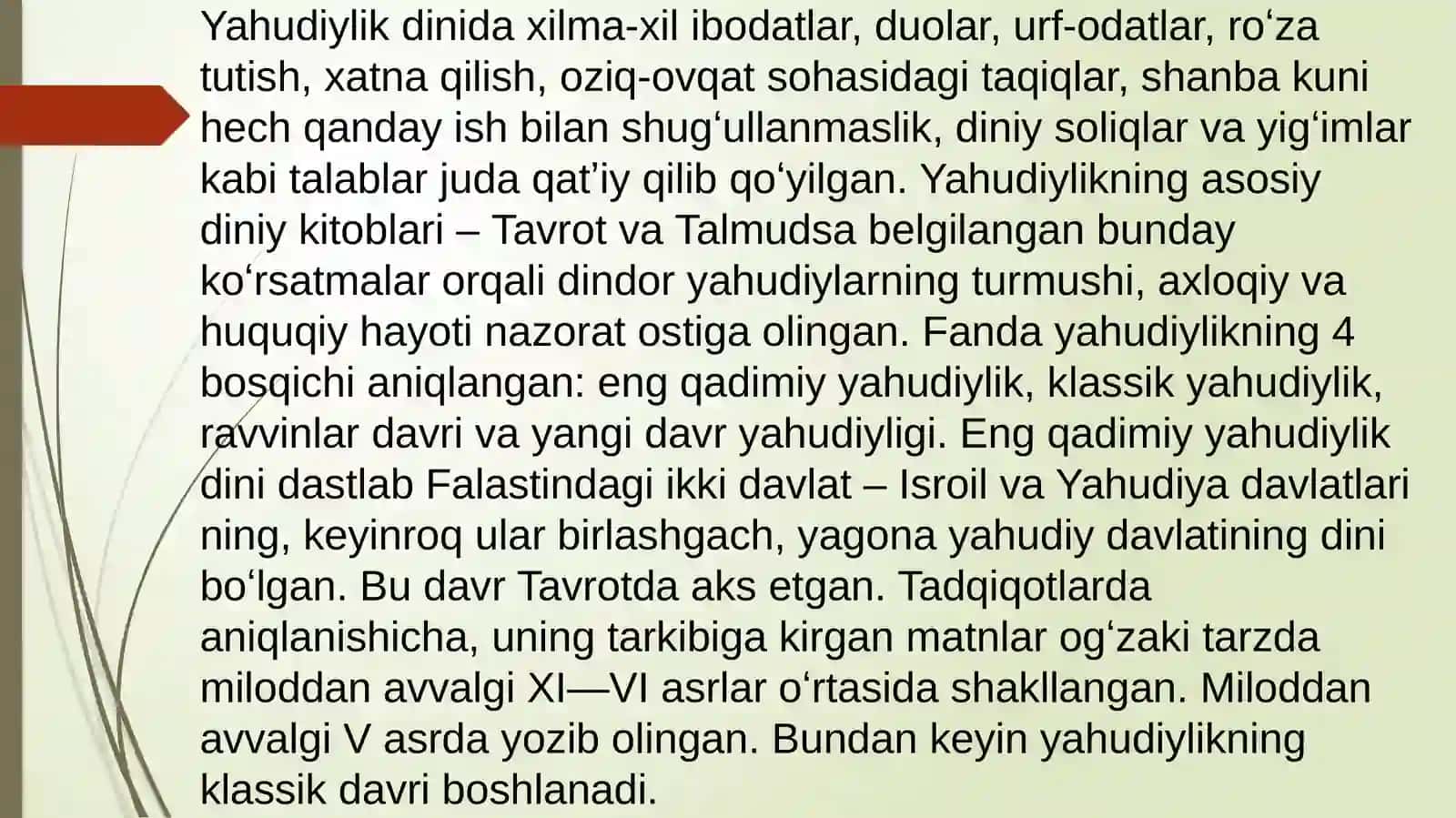 Yahudiylik ta'limoti. An'ana va marosimlari 4