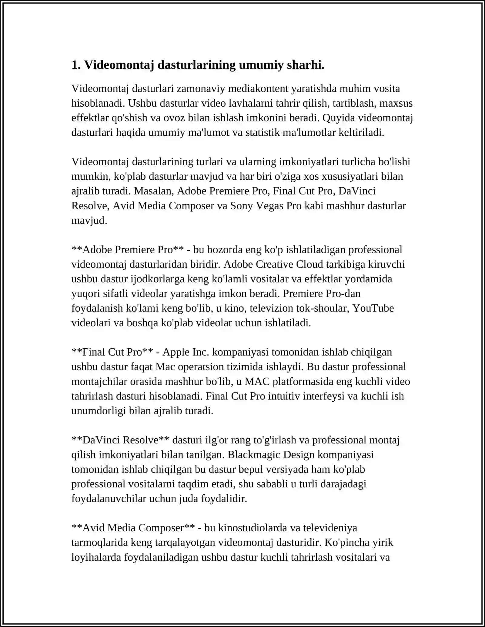 MAVZU. VIDEOMONTAJ UCHUN DASTURIY VOSITALAR TO‘PLAMI VA MOBIL TELEFONLAR UCHUN VIDEOMONTAJ DASTURIY VOSITALAR TO‘PLAMI 4